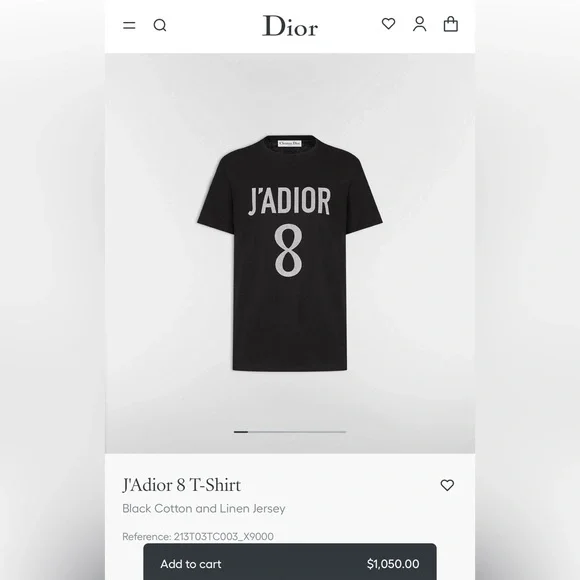Dior J’Adior 8 T-Shirt Size S Black - Picture 9 of 10